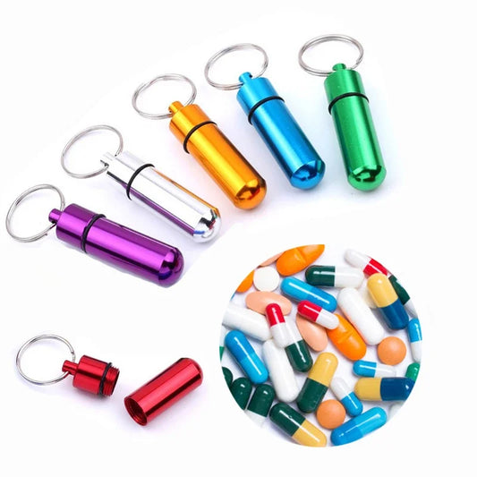 Key Chain Pill Box Container